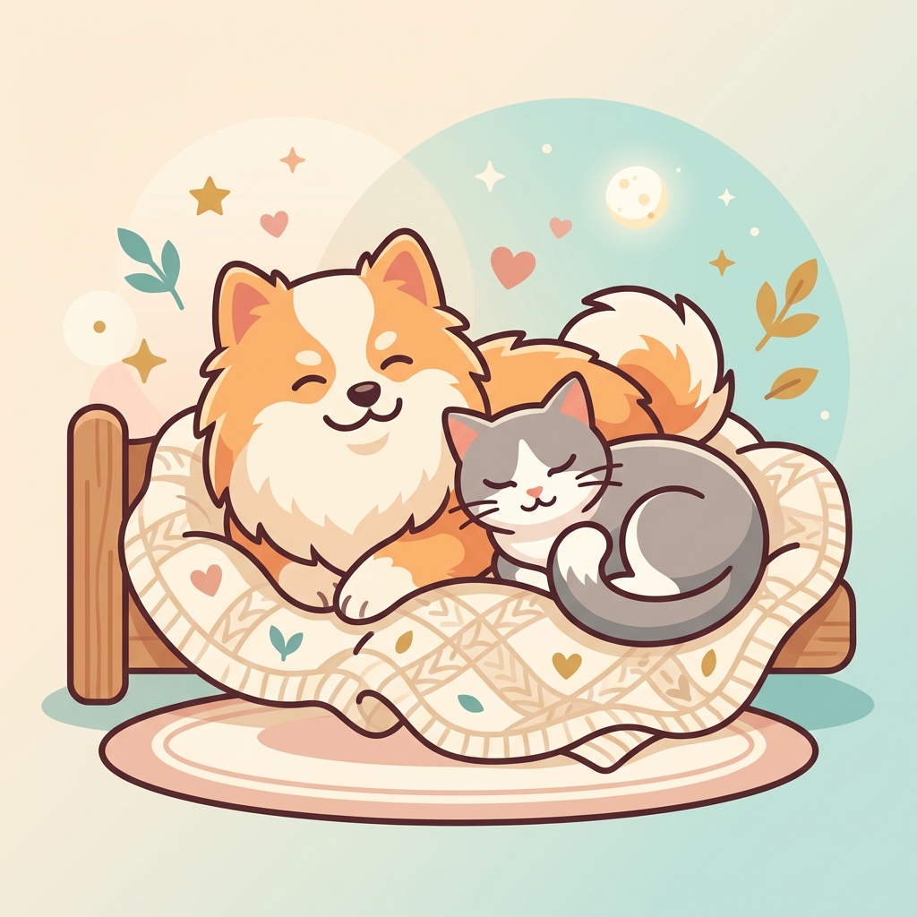 Perro y gato durmiendo felices